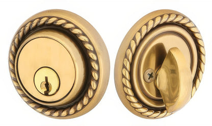 Emtek 8464US Rope Style Designer Brass Single Cylinder Deadbolt