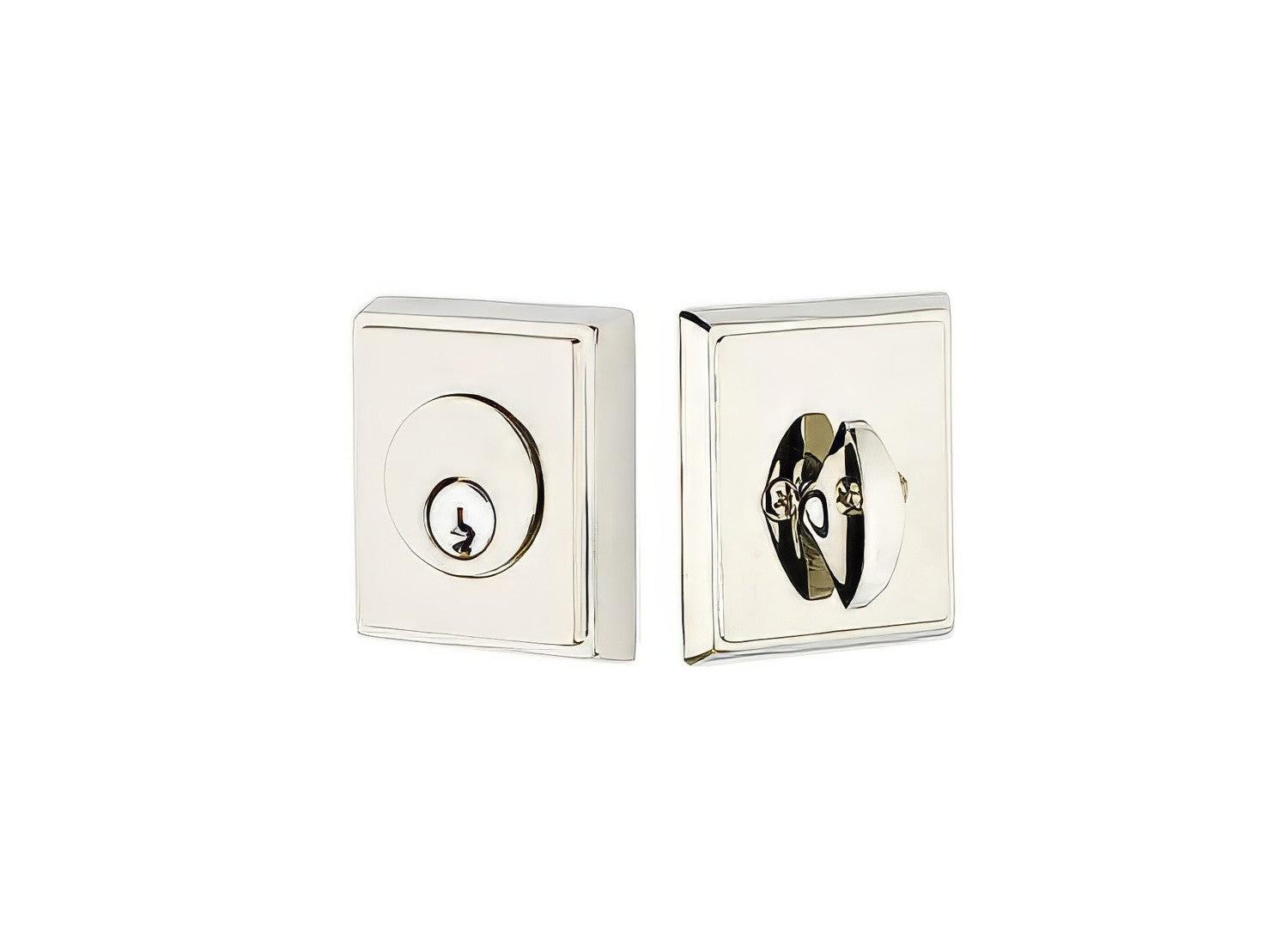 Emtek Rectangular Style Brass Modern Single Cylinder Deadbolt