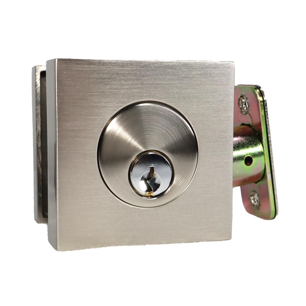 Emtek 8469US15.RLS Square Single Cylinder Deadbolt with Radius Latch Strike with 2-3/8" and 2-3/4" Backset for 1-3/4" Door Satin Nickel Finish.