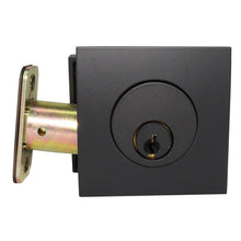 Emtek 8469US19.RLS Square Single Cylinder Deadbolt with 2-3/8" and 2-3/4" Backset for 1-3/4" Door with Radius Latch Strike Flat Black Finish.