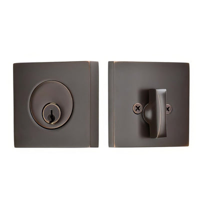 Emtek 8469US Square Brass Modern Keyed Entry Single Cylinder Deadbolt