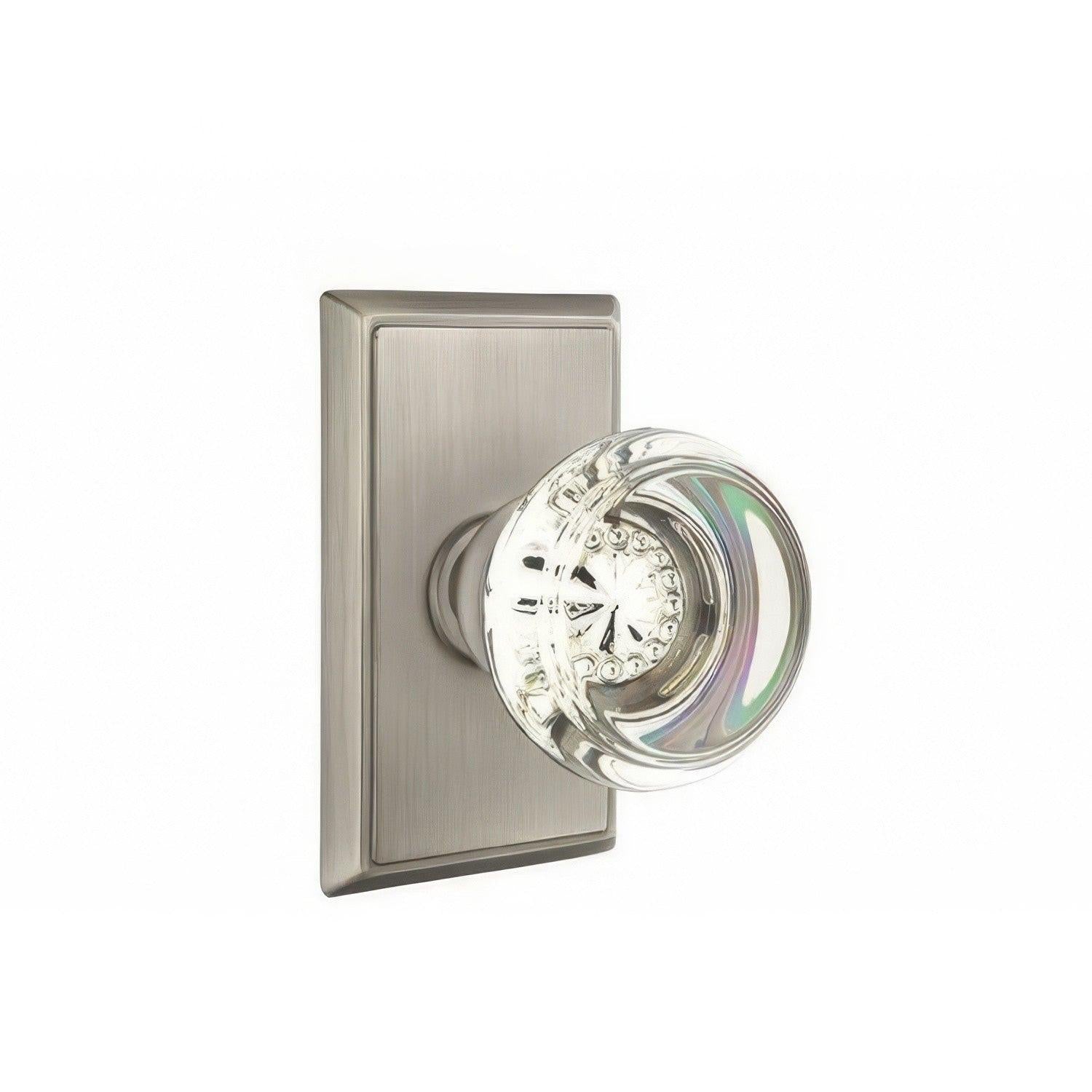 Emtek 8521GTUS Georgetown Crystal Knob Dummy Pair With Rectangular Rose.