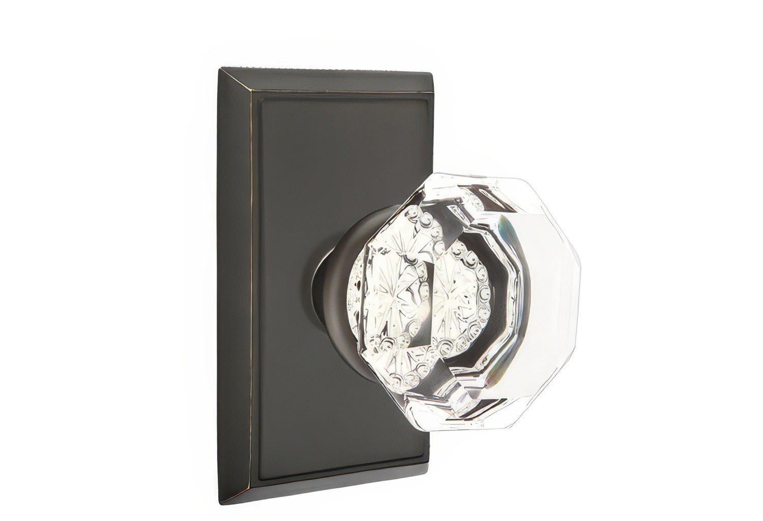 Emtek 8521OTUS Old Town Crystal Knob Dummy Pair With Rectangular Rose.