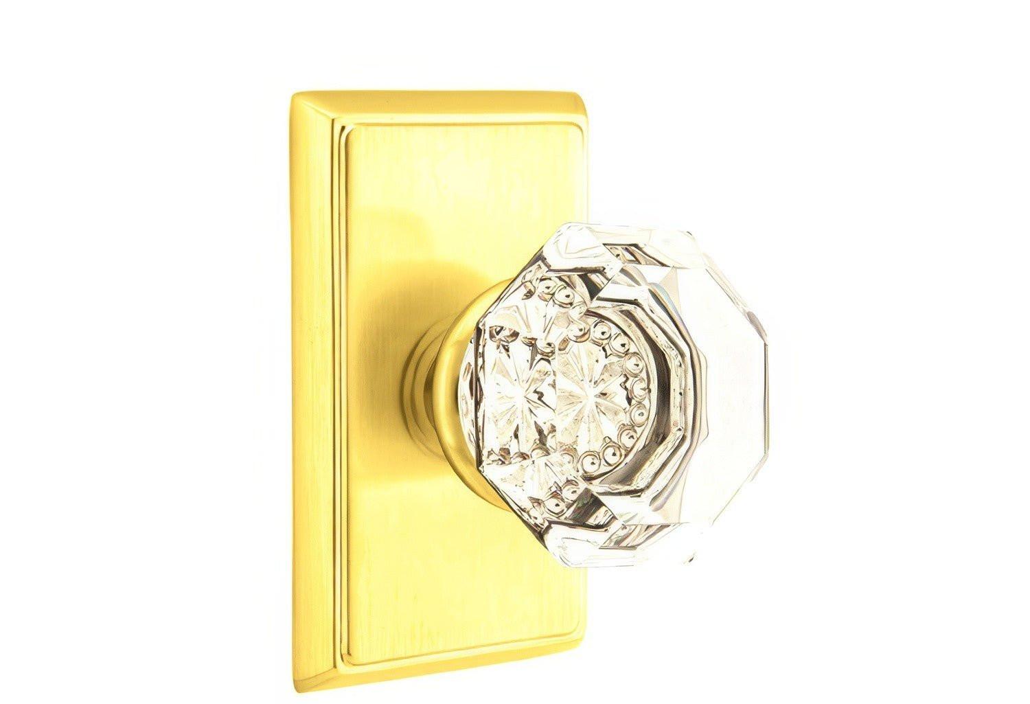 Emtek 8521OTUS Old Town Crystal Knob Dummy Pair With Rectangular Rose.
