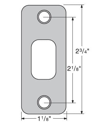 Kwikset 85279-009 1-1/8" x 2-3/4" Round Corner Deadbolt Strike Satin Nickel Finish.