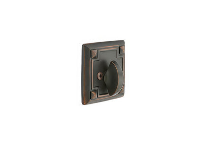 Emtek Arts and Crafts Style Designer Brass One-Sided Deadbolt.