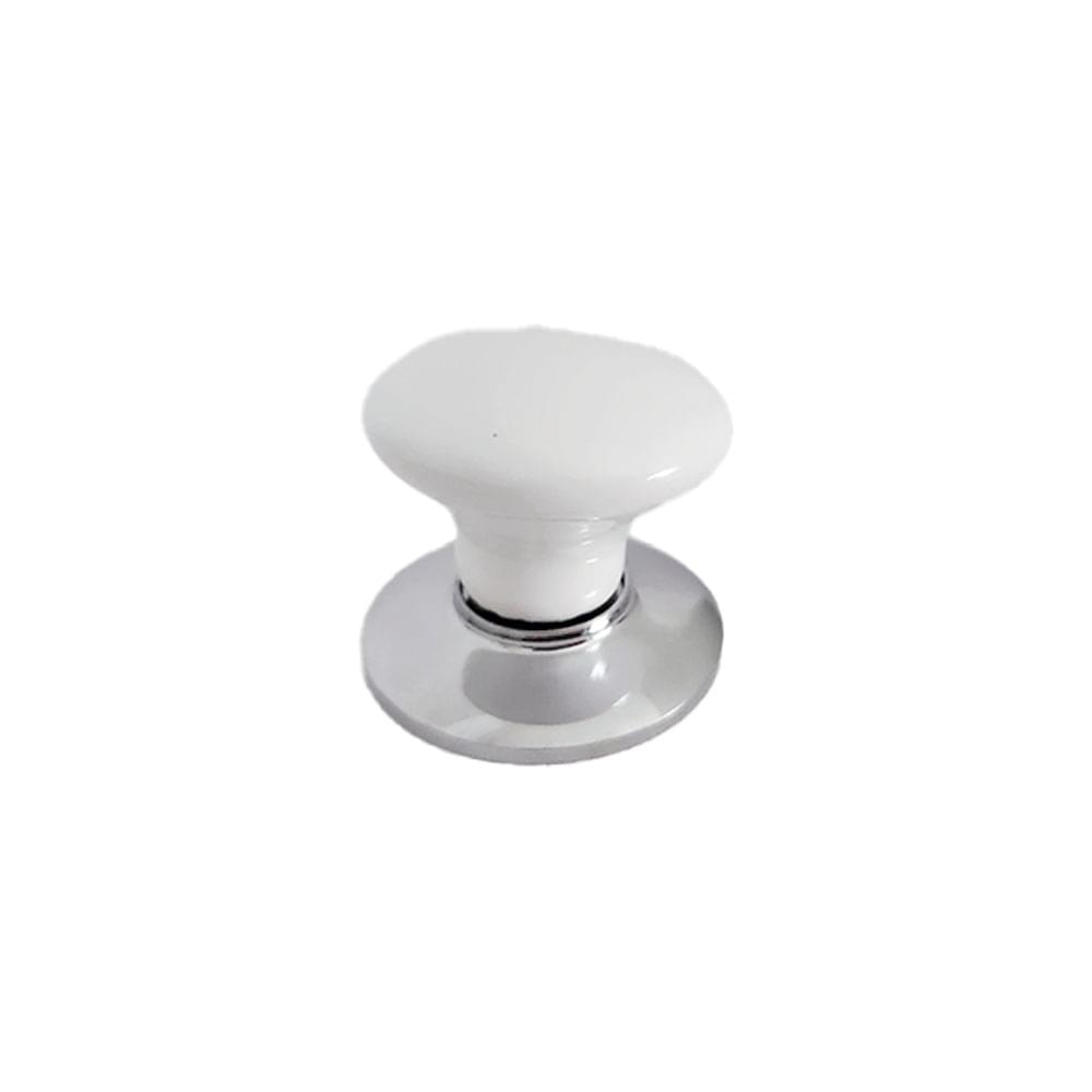 Emtek 86001US26 Ice White Porcelain 1-3/8" Cabinet Knob Polished Chrome Finish.