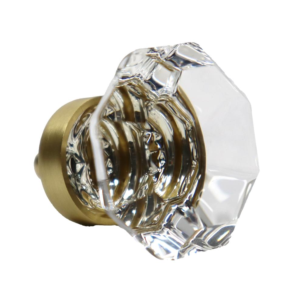 Emtek 86011US4 Old Town Clear 1-1/4" Cabinet Knob Satin Brass Finish.