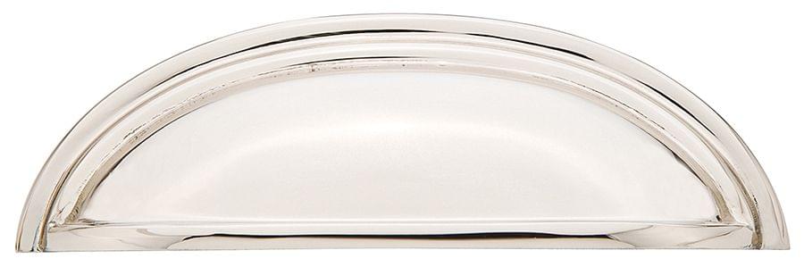 Emtek 86173US14 Cup Cabinet Pull with 4" Center To Center Polished Nickel Lifetime Finish.