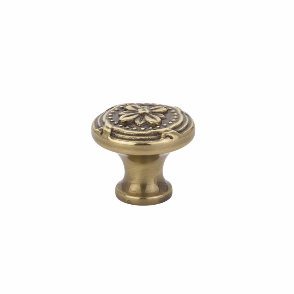 Emtek 86278US7 Ribbon and Reed 1-3/4" Cabinet Knob French Antique Brass Finish.