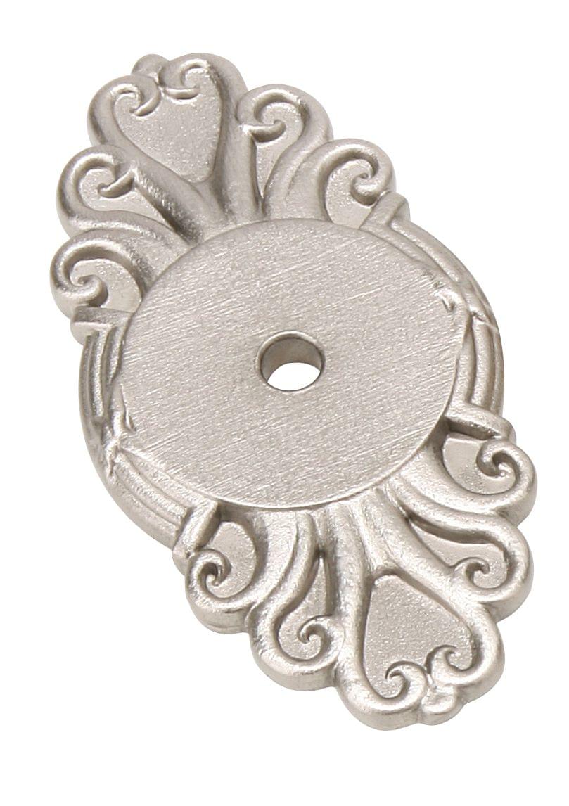 Emtek 86293US15 Ribbon and Reed Backplate for Cabinet Knob Satin Nickel Finish.