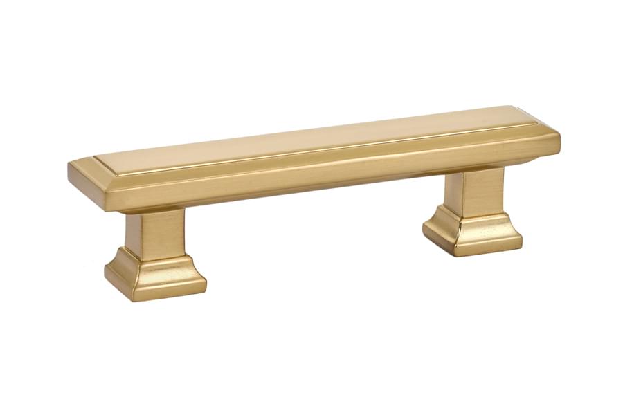 Emtek 86299US4 Geometric Rectangular Cabinet Pull with 3" Center to Center Satin Brass Finish.