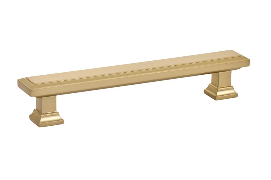 Emtek 86492US4 Geometric Rectangular Cabinet Pull with 5" Center to Center Satin Brass Finish.