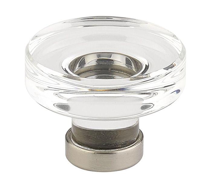Emtek 86569US14 Grayson 1-1/4" Glass Cabinet Knob Polished Nickel Lifetime Finish.