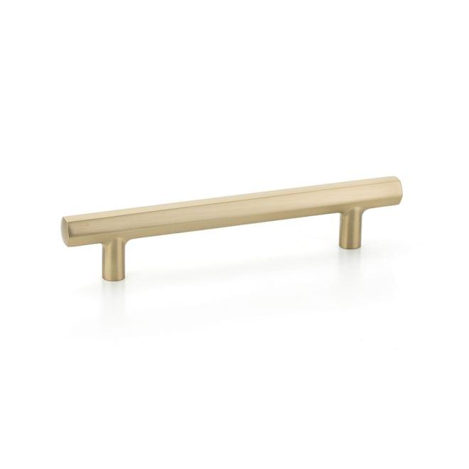 Emtek 86679US4 Mod Hex Cabinet Pull with 5" Center to Center Satin Brass Finish.