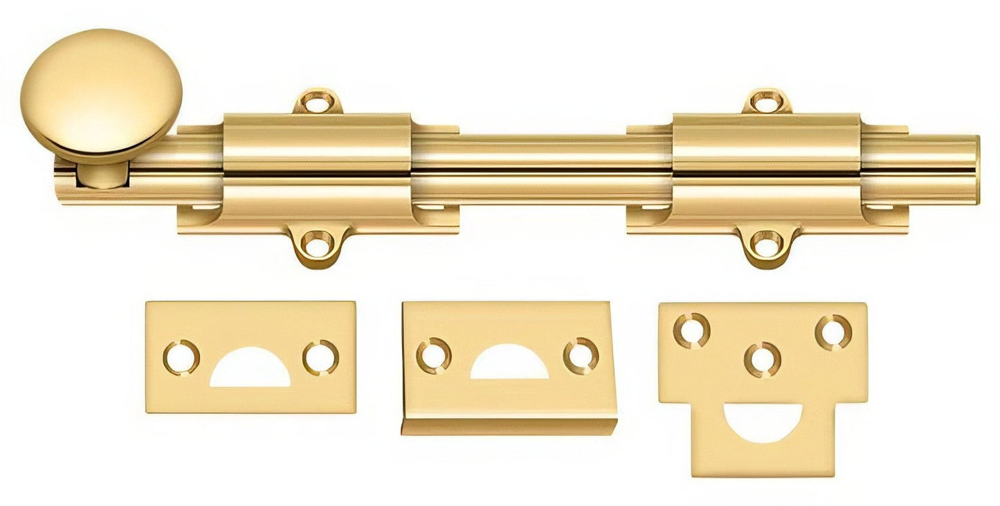 Deltana 8SB 8" Solid Brass Surface Bolt