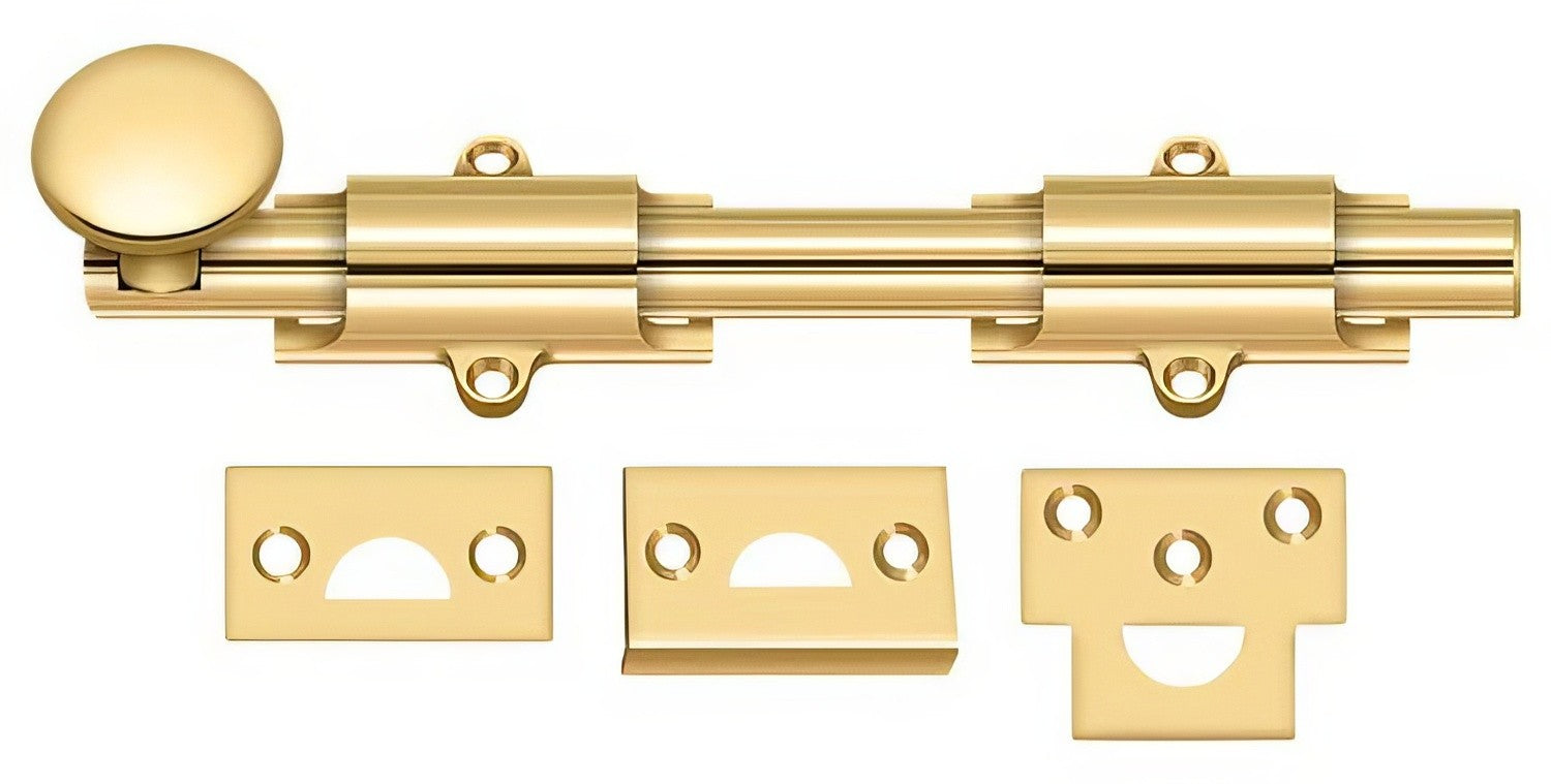 Deltana 8SB 8" Solid Brass Surface Bolt