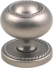 Rusticware 905SN 1-1/4" Rope Cabinet Knob with Backplate Satin Nickel Finish.