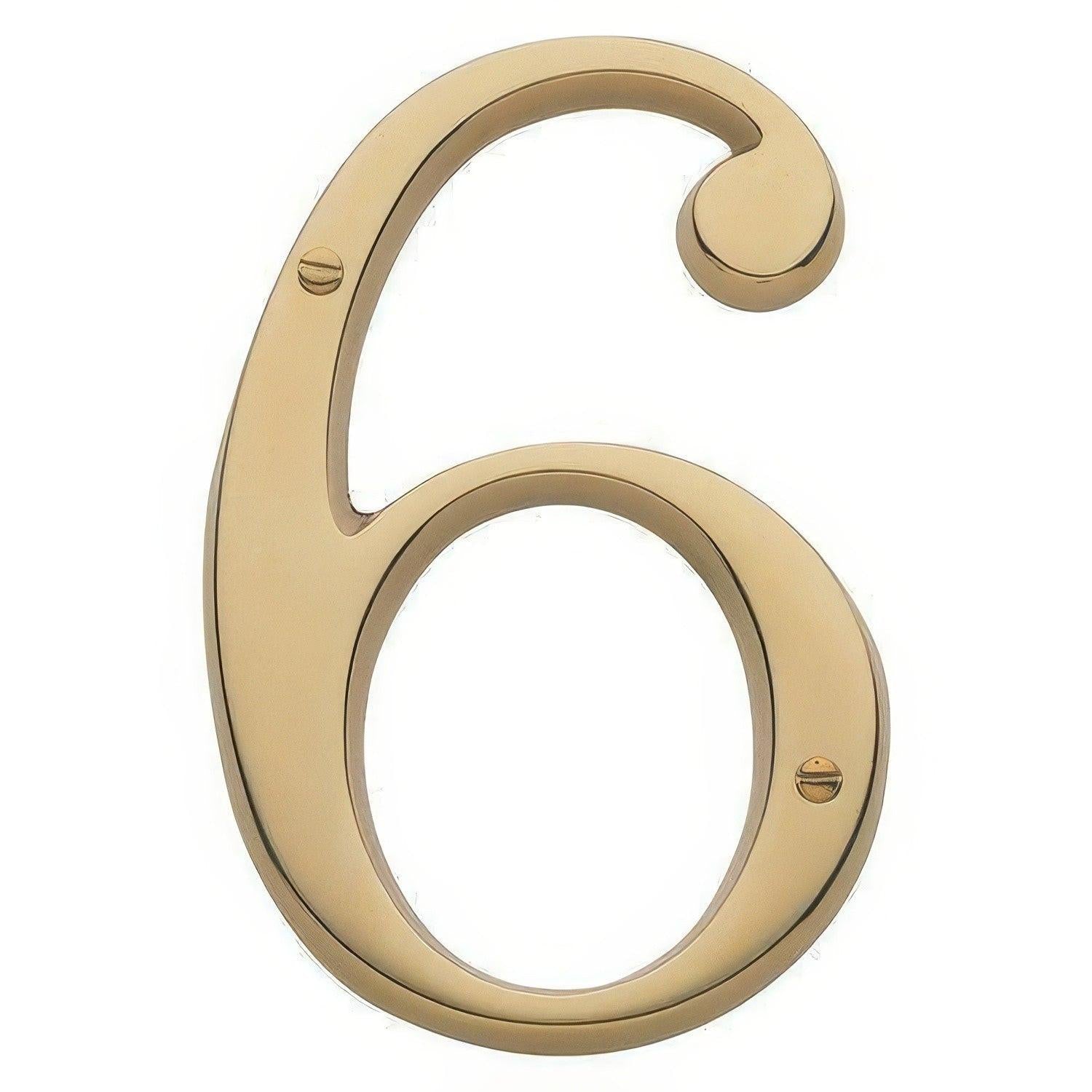 Baldwin 90676 Solid Brass House Number Six
