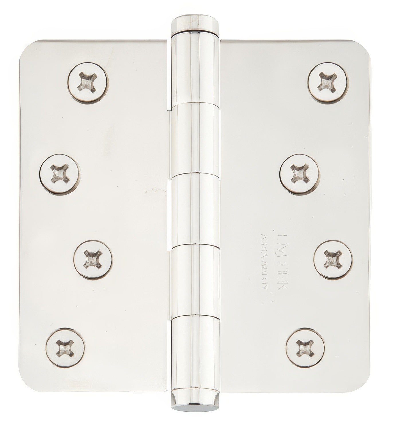Emtek 91034US 4" x 4" Plated Steel Residential Duty 5/8" Radius Round Corner Plain Bearing Hinges - Pair