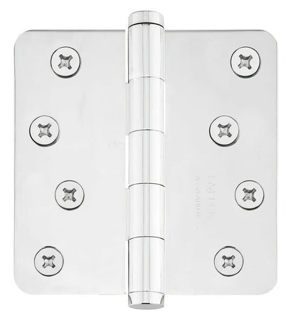 Emtek 91034US 4" x 4" Plated Steel Residential Duty 5/8" Radius Round Corner Plain Bearing Hinges - Pair