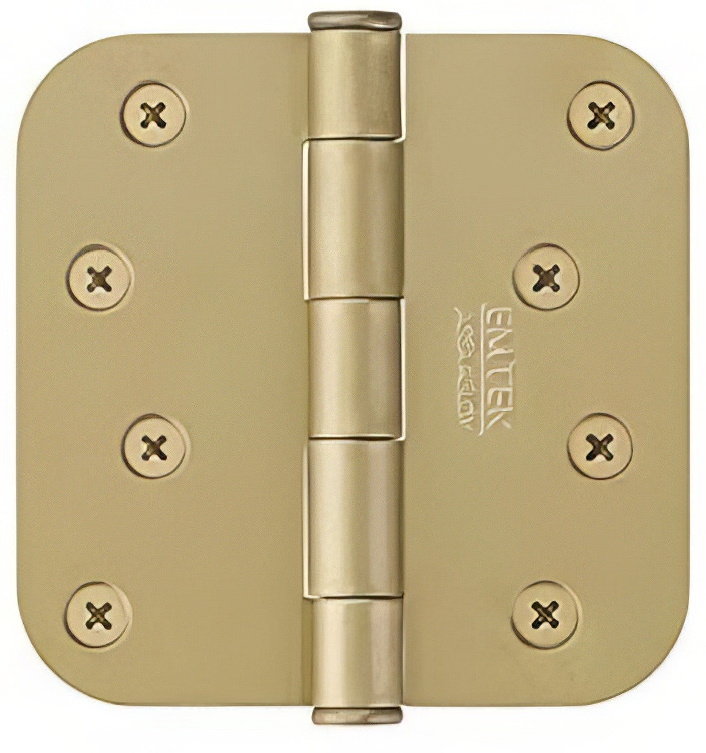 Emtek 91034US 4" x 4" Plated Steel Residential Duty 5/8" Radius Round Corner Plain Bearing Hinges - Pair