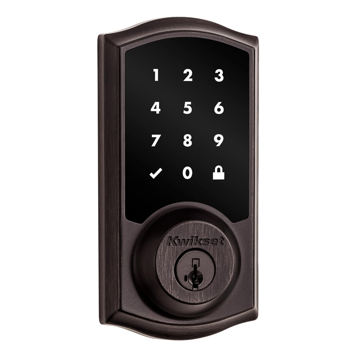 Kwikset 918TRLZW700-11PS Traditional Home Connect Touchscreen Connected Smart Lock Deadbolt with Z-Wave 700 Long Range and SmartKey with RCALFD Latch and RCS Strike Venetian Bronze Finish.