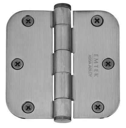 Emtek 92033US 3-1/2" x 3-1/2" Plated Steel Heavy Duty 5/8" Radius Round Corner Plain Bearing Hinges - Pair