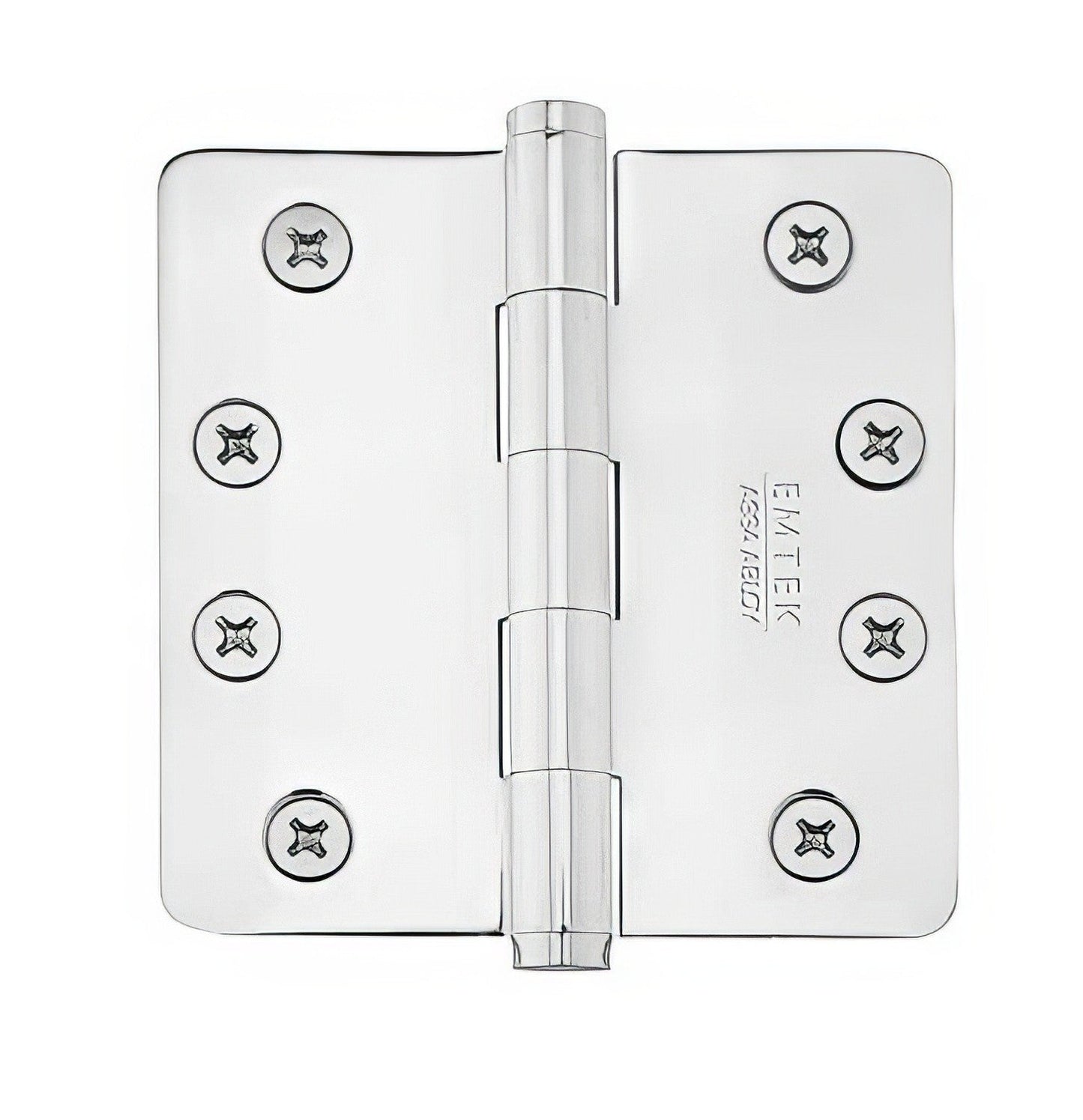 Emtek 92034US 4" x 4" Plated Steel Heavy Duty 5/8" Radius Round Corner Plain Bearing Hinges - Pair