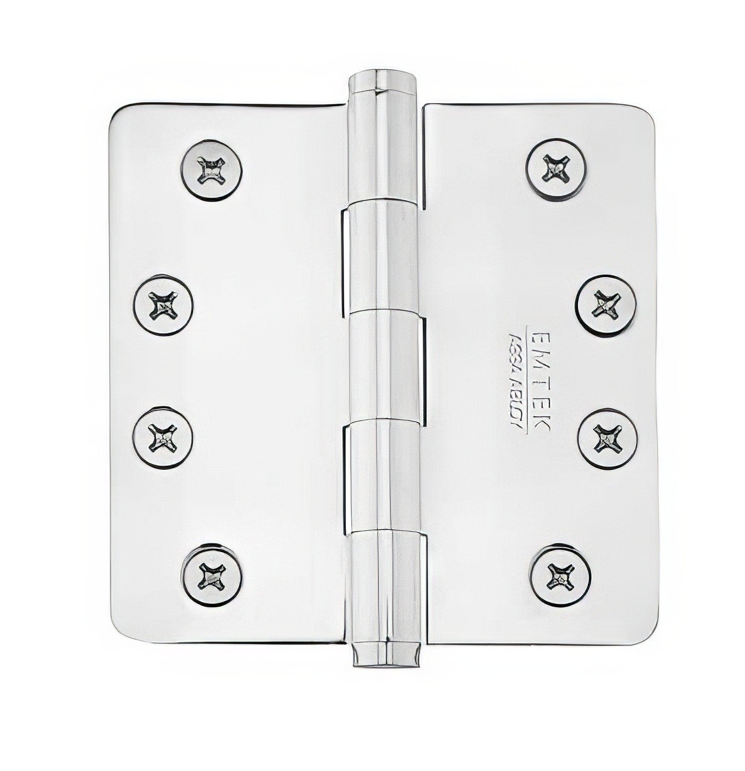 Emtek 92034US 4" x 4" Plated Steel Heavy Duty 5/8" Radius Round Corner Plain Bearing Hinges - Pair