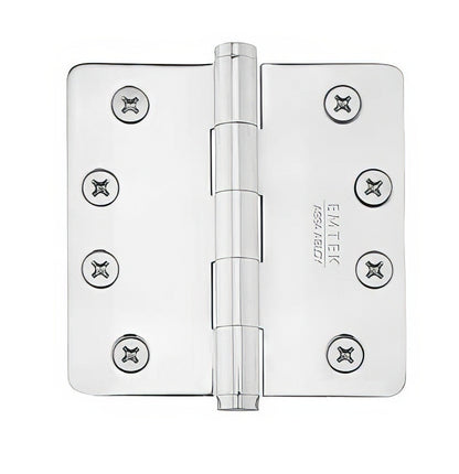 Emtek 92034US 4" x 4" Plated Steel Heavy Duty 5/8" Radius Round Corner Plain Bearing Hinges - Pair