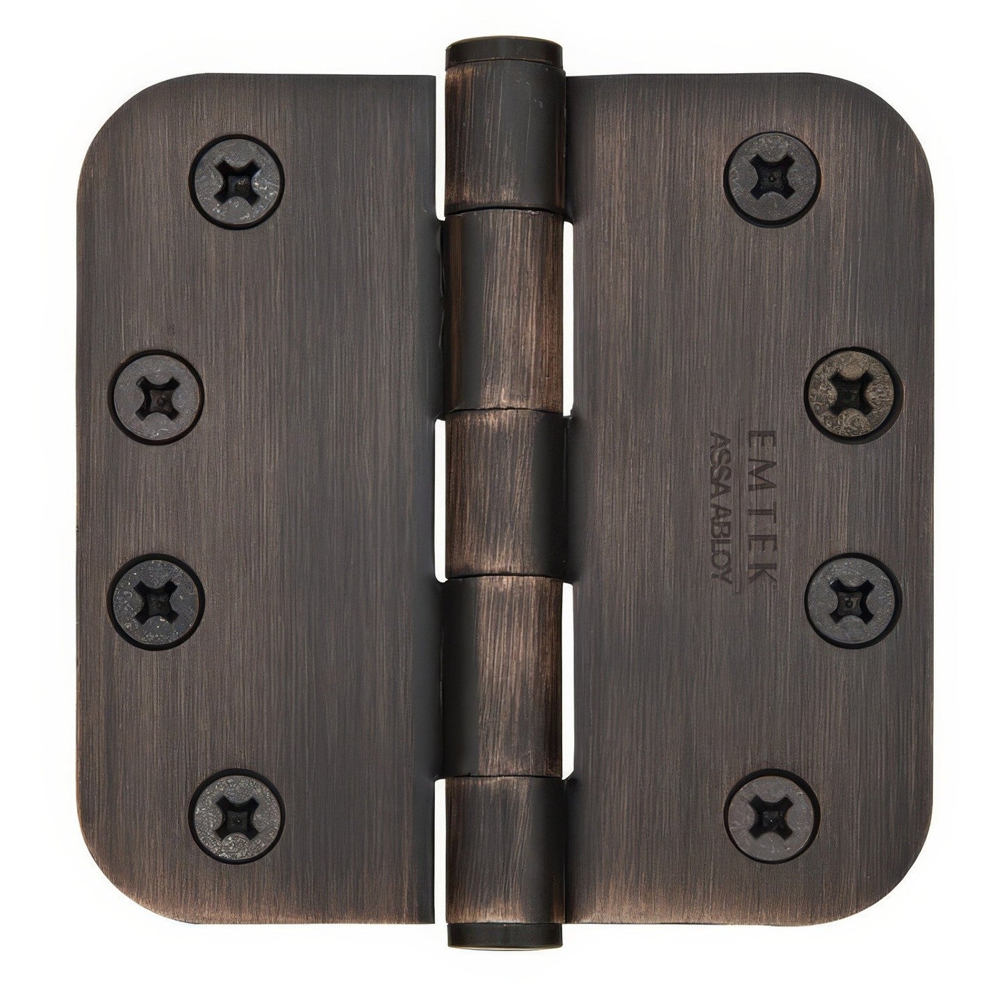 Emtek 92034US 4" x 4" Plated Steel Heavy Duty 5/8" Radius Round Corner Plain Bearing Hinges - Pair