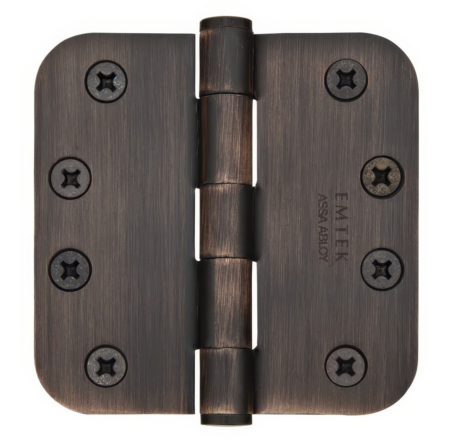 Emtek 92034US 4" x 4" Plated Steel Heavy Duty 5/8" Radius Round Corner Plain Bearing Hinges - Pair