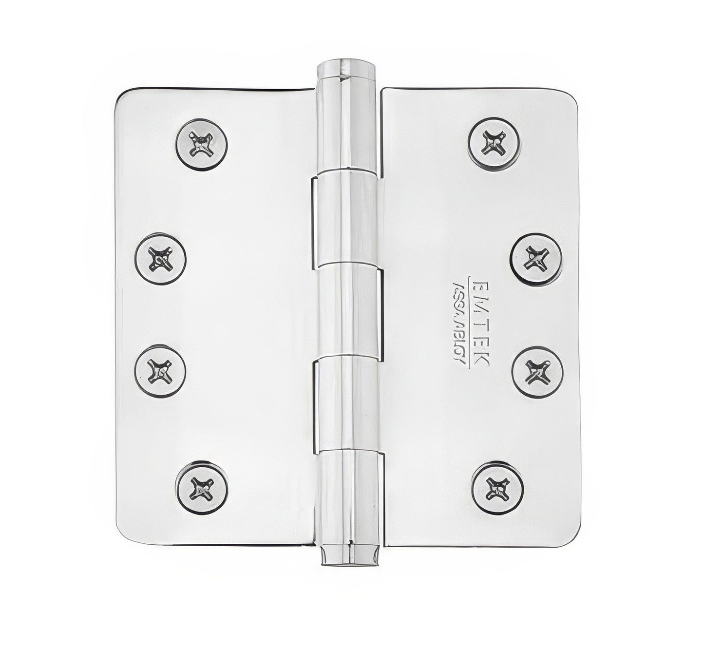 Emtek 92034US 4" x 4" Plated Steel Heavy Duty 5/8" Radius Round Corner Plain Bearing Hinges - Pair