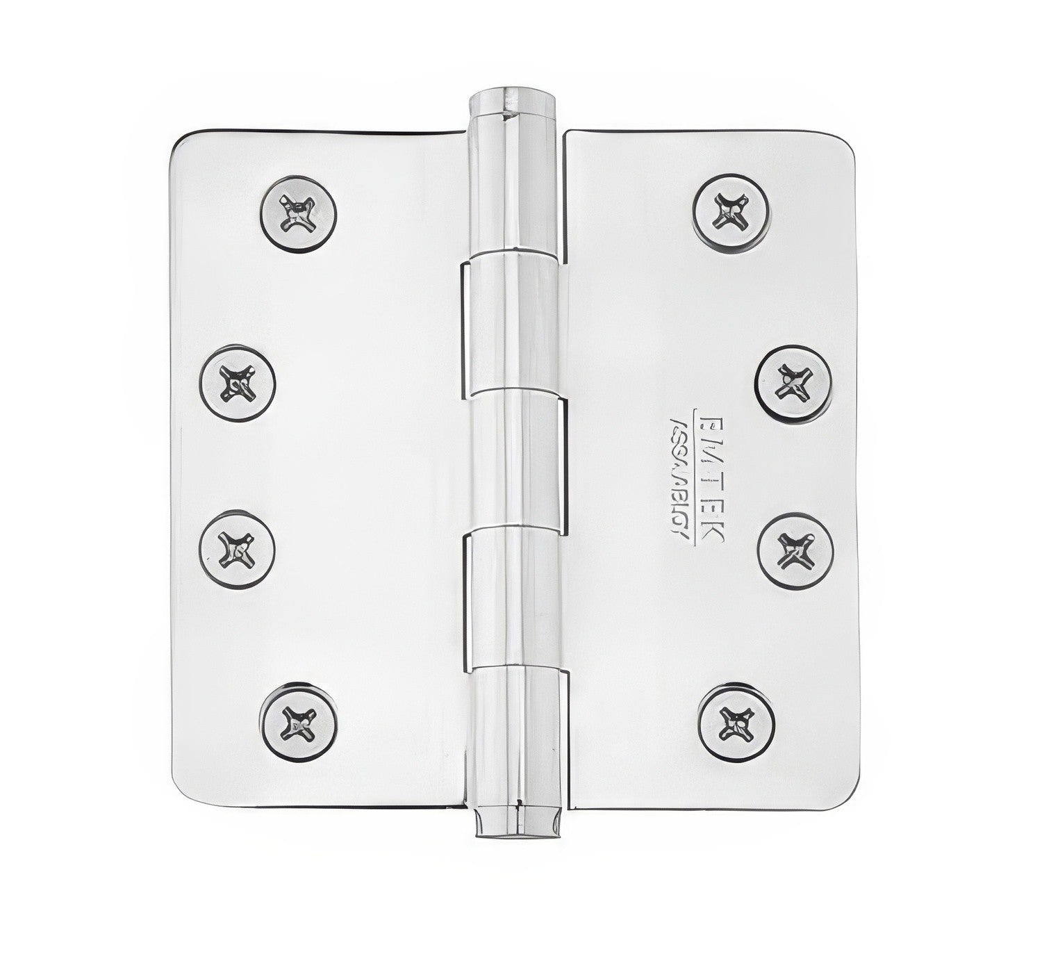 Emtek 92034US 4" x 4" Plated Steel Heavy Duty 5/8" Radius Round Corner Plain Bearing Hinges - Pair