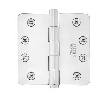 Emtek 92034US 4" x 4" Plated Steel Heavy Duty 5/8" Radius Round Corner Plain Bearing Hinges - Pair