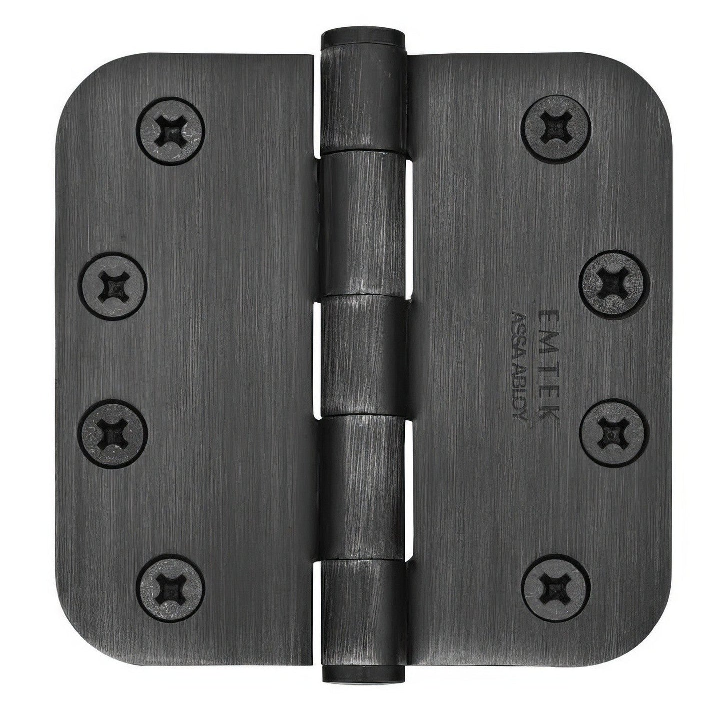 Emtek 92034US 4" x 4" Plated Steel Heavy Duty 5/8" Radius Round Corner Plain Bearing Hinges - Pair