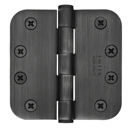 Emtek 92034US 4" x 4" Plated Steel Heavy Duty 5/8" Radius Round Corner Plain Bearing Hinges - Pair