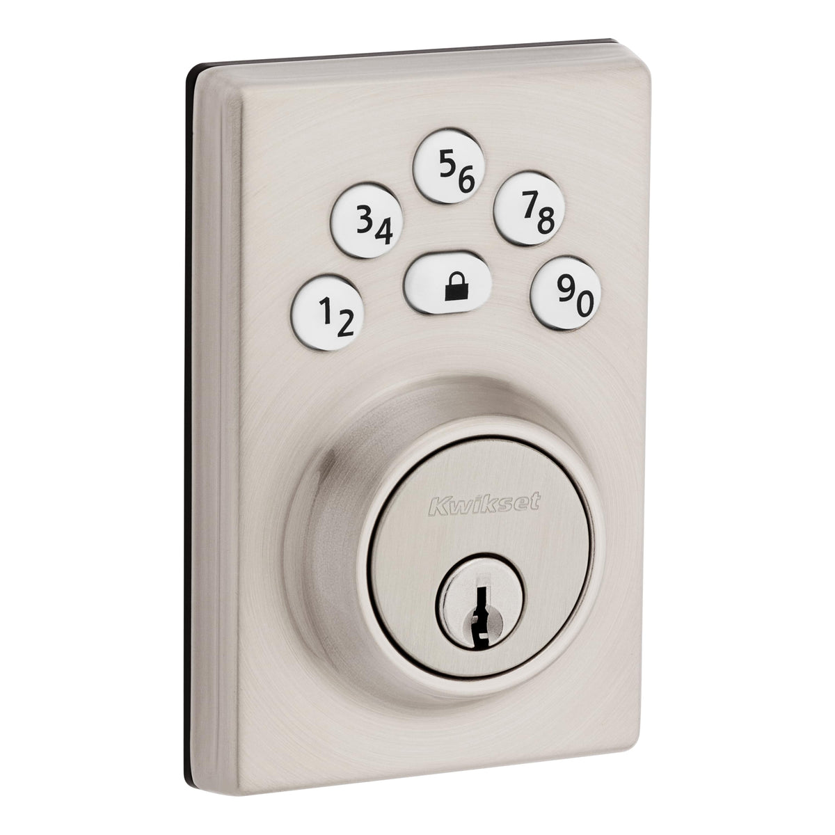 Kwikset 9240CNT-15 Contemporary Powerbolt Electronic SmartCode Deadbolt with 4AL Latch and RCS Strike Satin Nickel Finish.