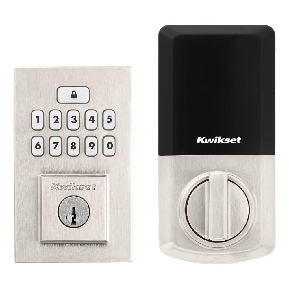 Kwikset 9260CNT-15S Contemporary SmartCode Keypad Electronic Deadbolt SmartKey Satin Nickel Finish.