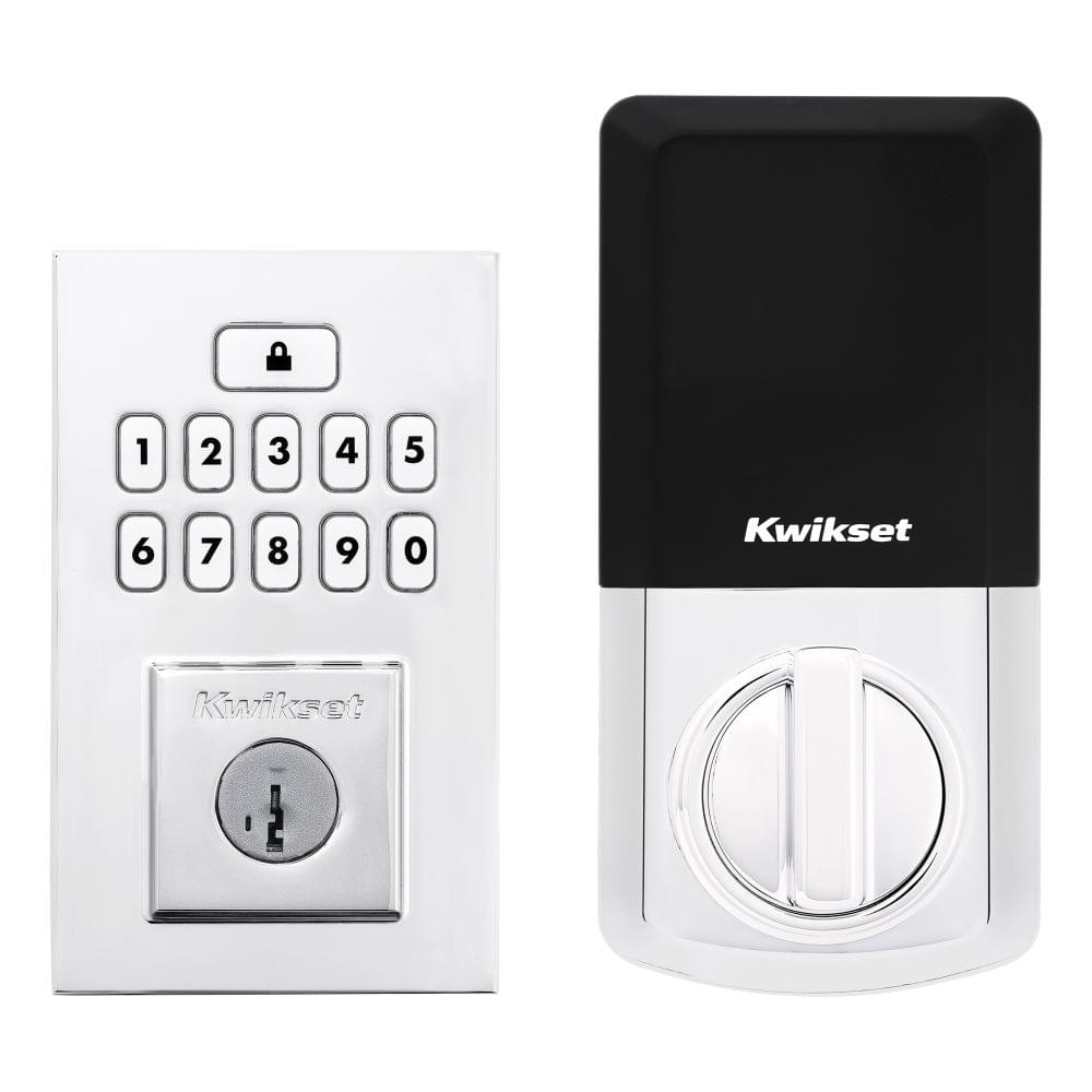 Kwikset 9260CNT-26S Contemporary SmartCode Keypad Electronic Deadbolt SmartKey Bright Chrome Finish.