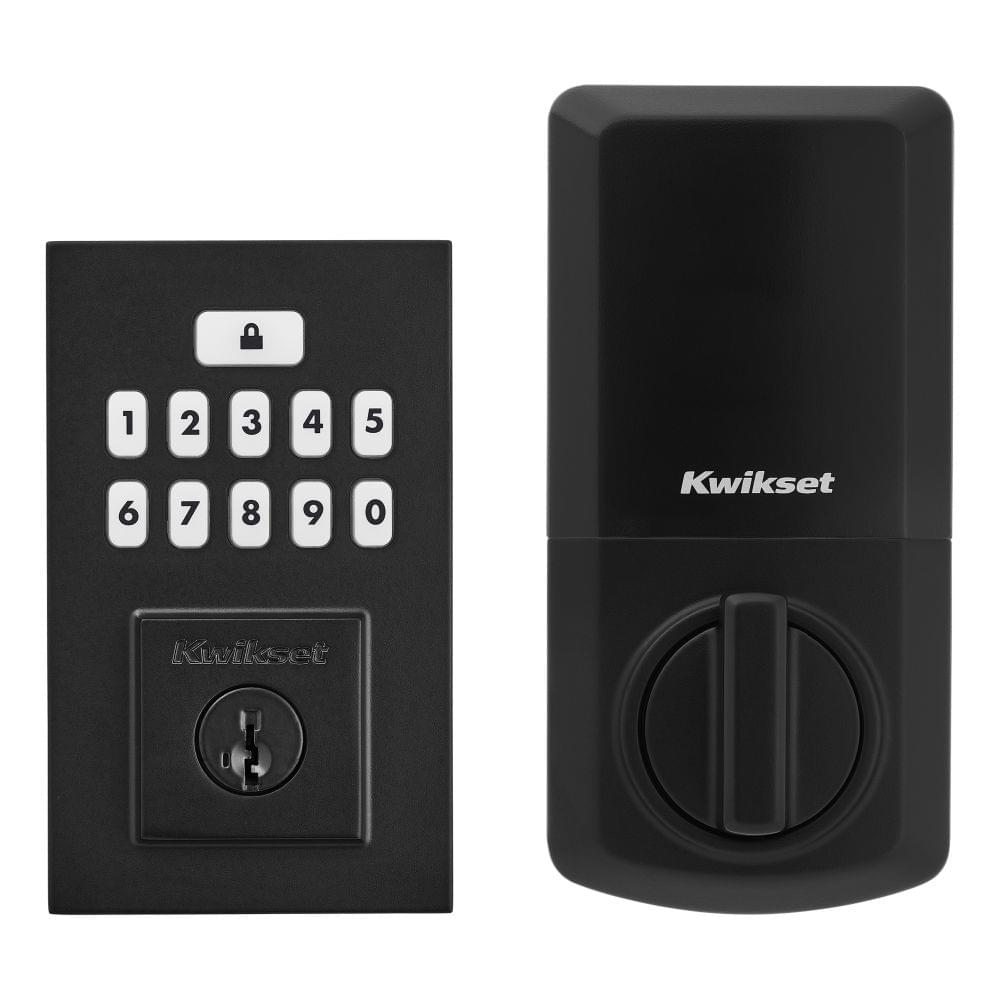 Kwikset 9260CNT-514S Contemporary SmartCode Keypad Electronic Deadbolt SmartKey Matte Black Finish.