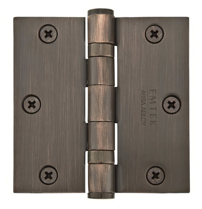 Emtek 94013US 3-1/2" x 3-1/2" Plated Steel Heavy Duty Square Corner Ball Bearing Hinges - Pair.