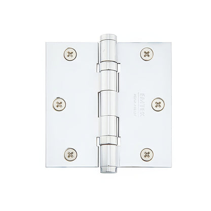 Emtek 94013US 3-1/2" x 3-1/2" Plated Steel Heavy Duty Square Corner Ball Bearing Hinges - Pair.