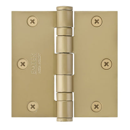 Emtek 94013US 3-1/2" x 3-1/2" Plated Steel Heavy Duty Square Corner Ball Bearing Hinges - Pair