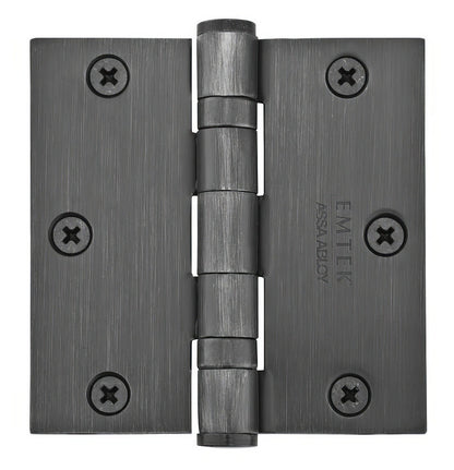 Emtek 94013US 3-1/2" x 3-1/2" Plated Steel Heavy Duty Square Corner Ball Bearing Hinges - Pair