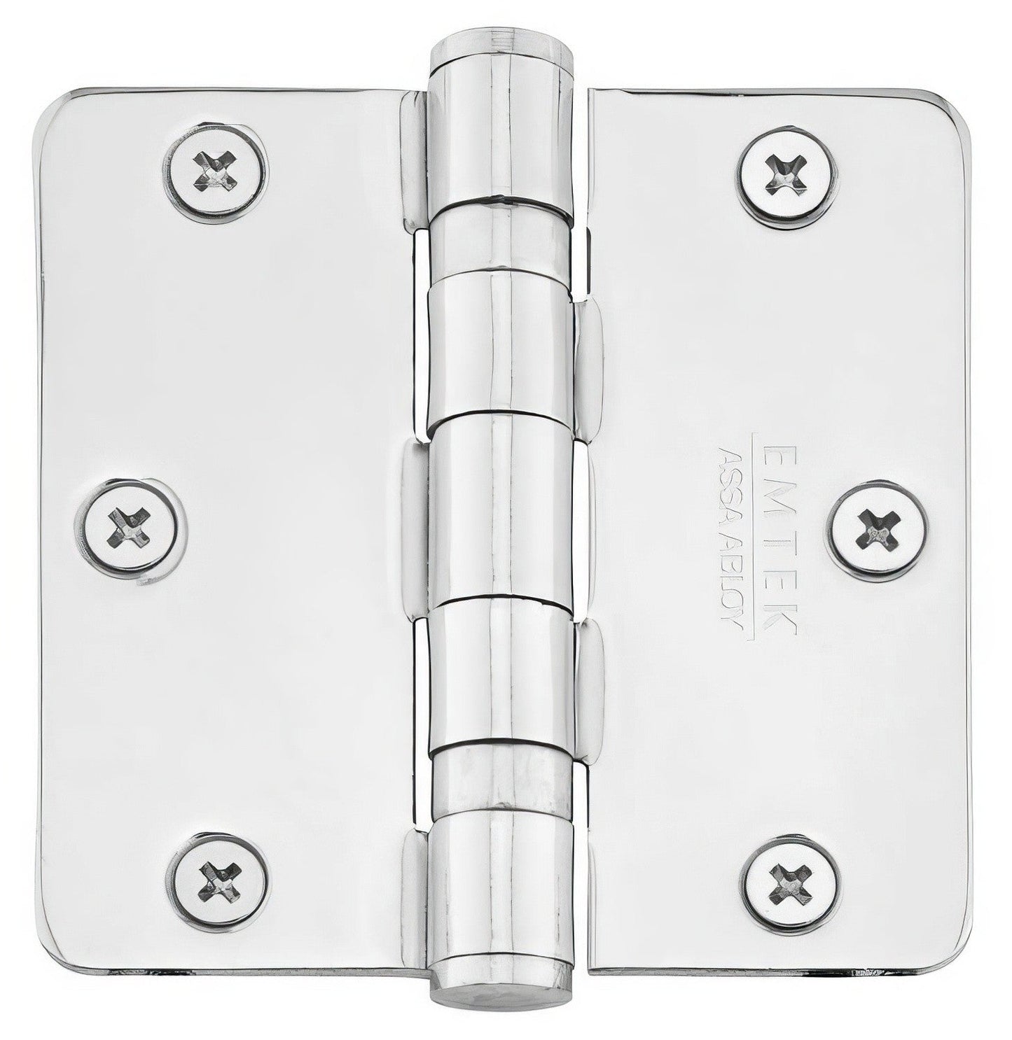 Emtek 94023US 3-1/2" x 3-1/2" Plated Steel Heavy Duty 1/4" Radius Round Corner Ball Bearing Hinges - Pair.