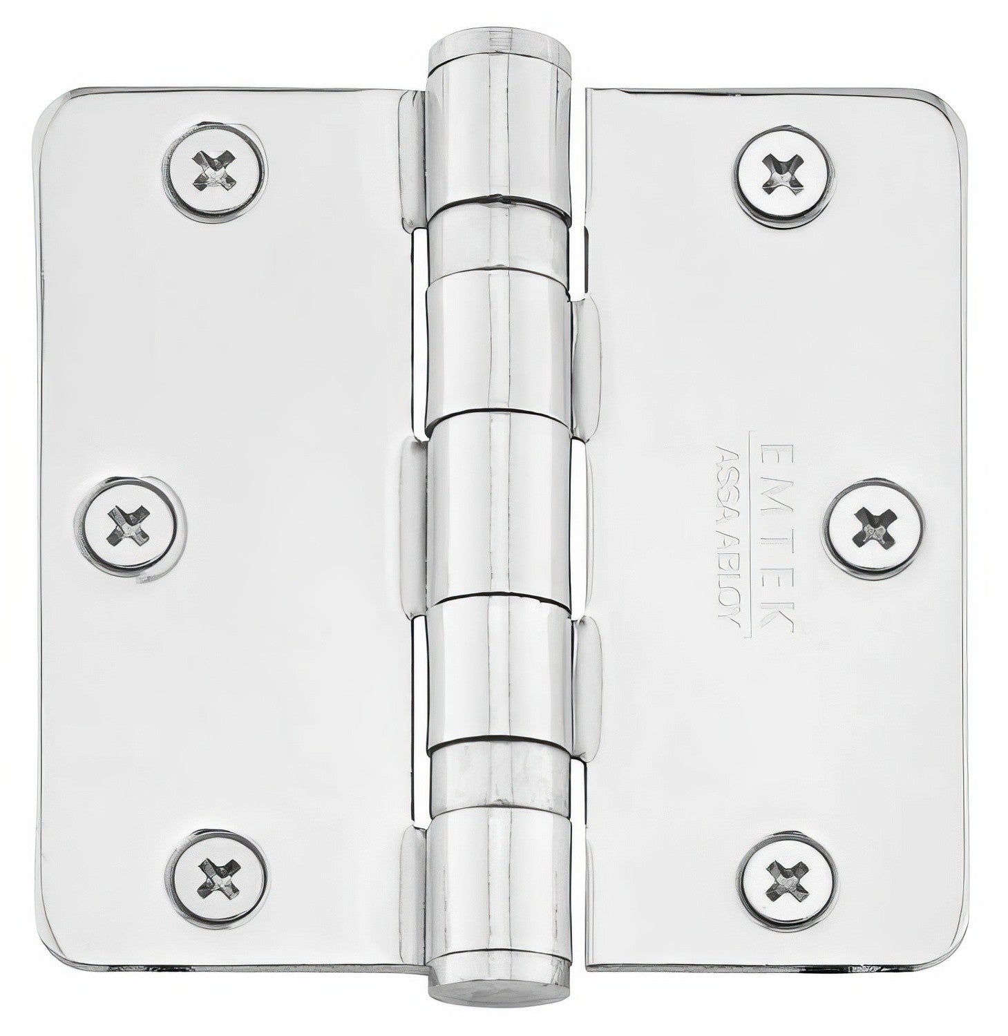 Emtek 94023US 3-1/2" x 3-1/2" Plated Steel Heavy Duty 1/4" Radius Round Corner Ball Bearing Hinges - Pair.