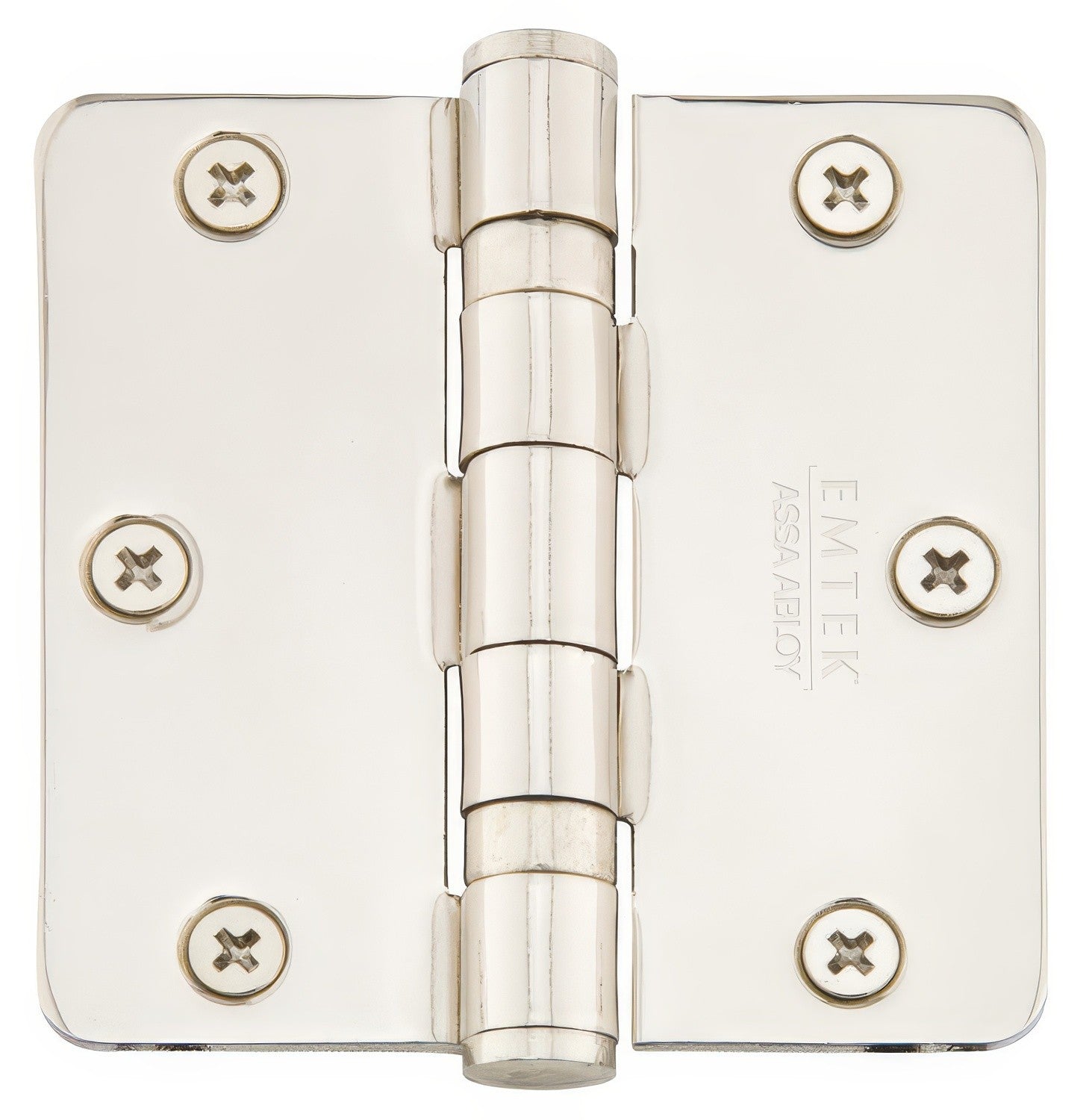 Emtek 94023US 3-1/2" x 3-1/2" Plated Steel Heavy Duty 1/4" Radius Round Corner Ball Bearing Hinges - Pair