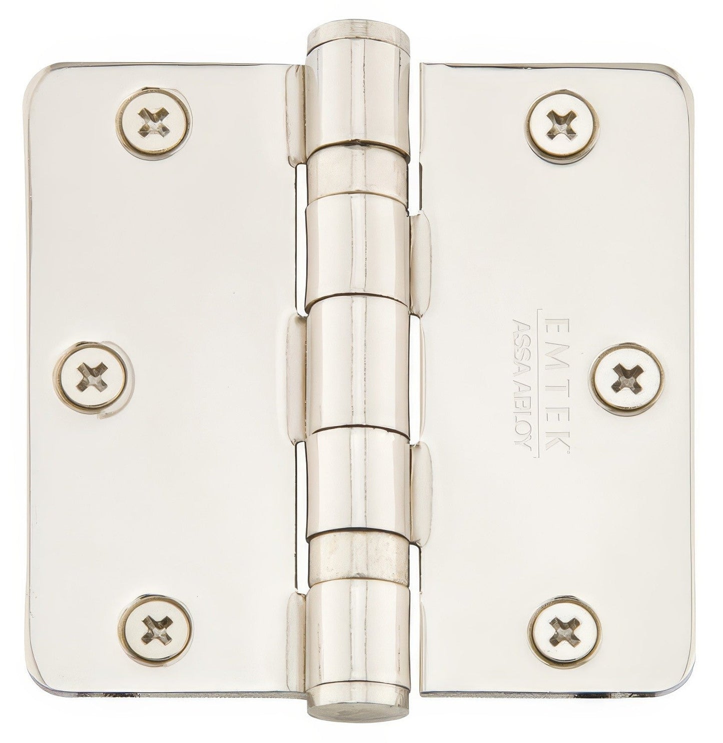 Emtek 94023US 3-1/2" x 3-1/2" Plated Steel Heavy Duty 1/4" Radius Round Corner Ball Bearing Hinges - Pair.